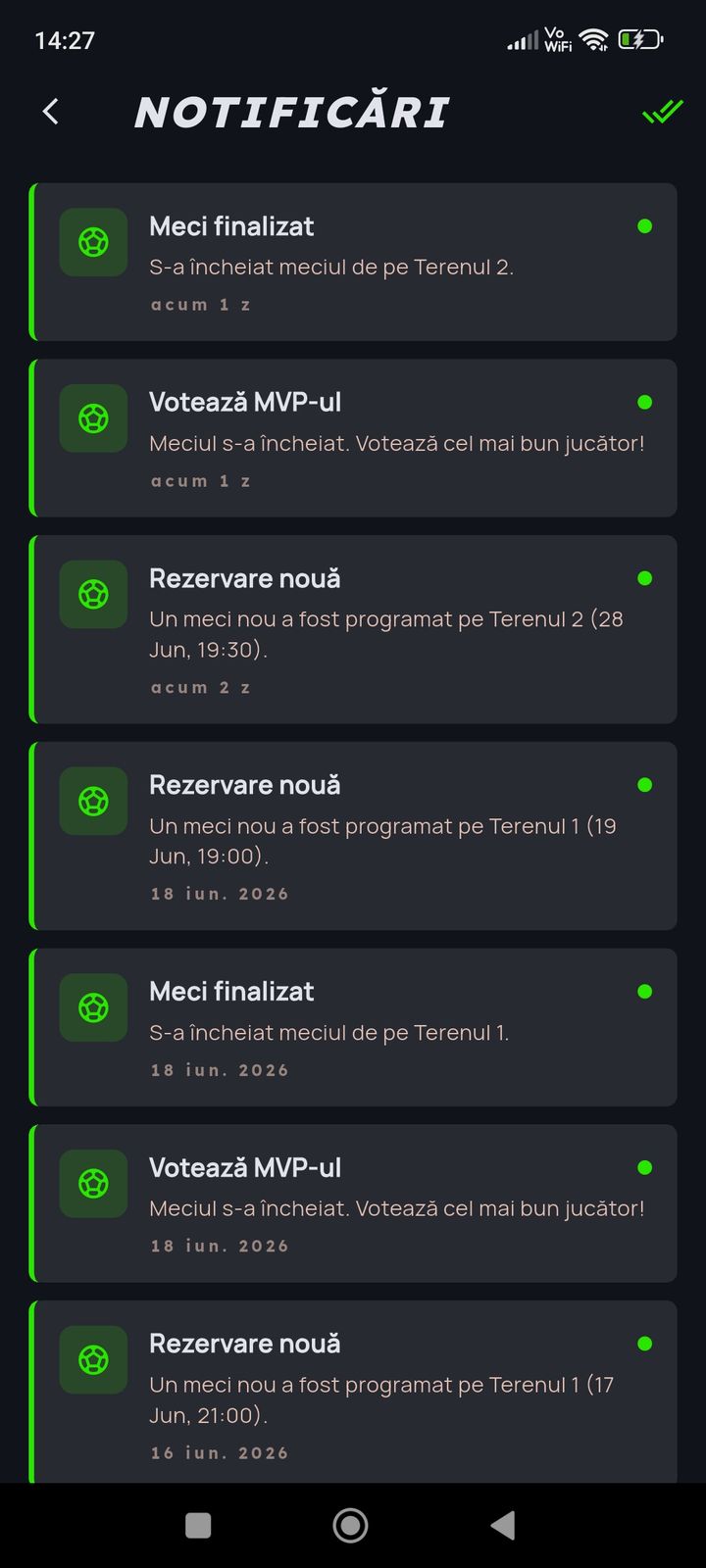 Centrul de notificări în PlayerHub