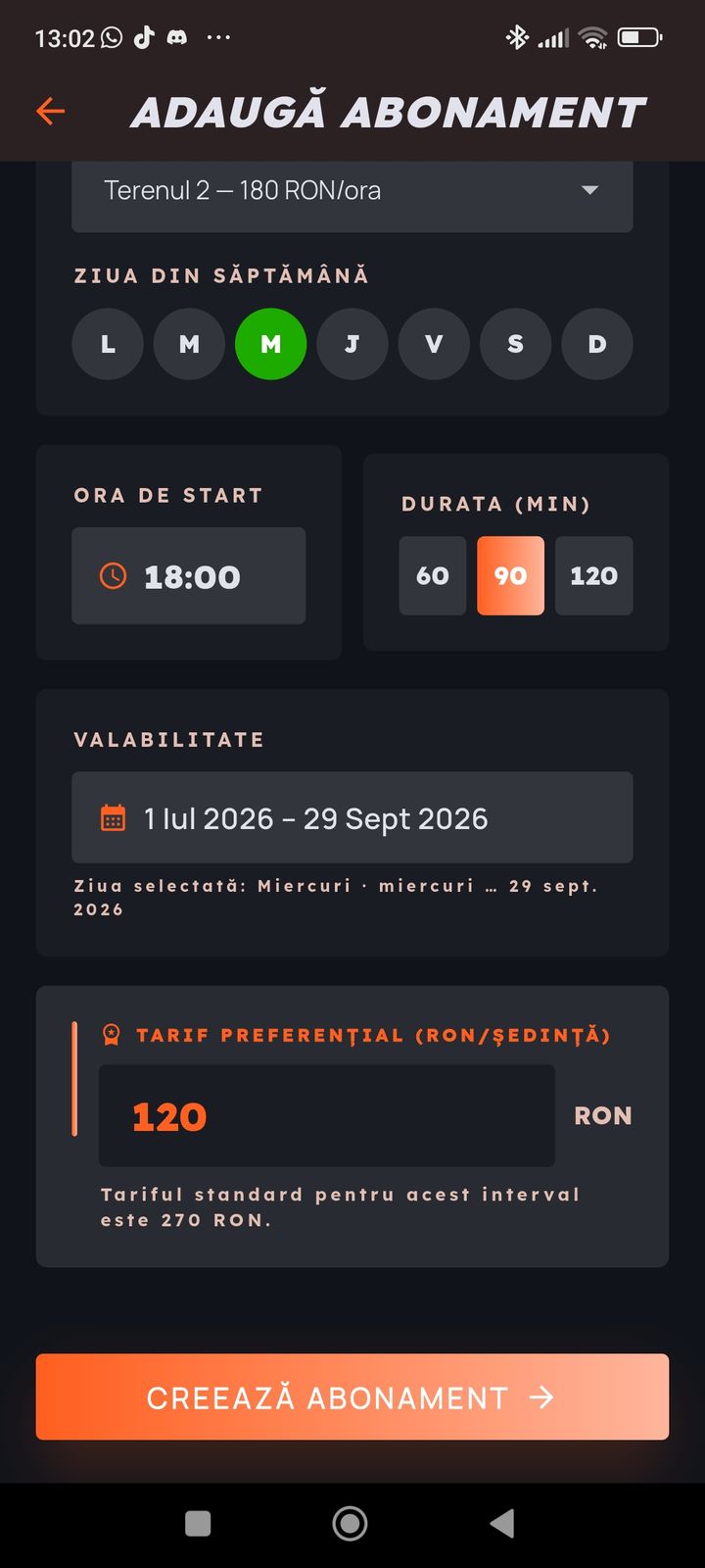 Adăugare abonament recurent cu tarif preferențial în PlayerHub
