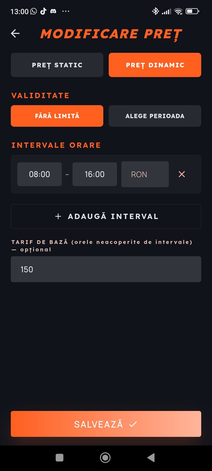Configurare preț dinamic pe intervale orare în PlayerHub